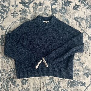 Madewell Navy Crewneck Sweater with Contrast Trim